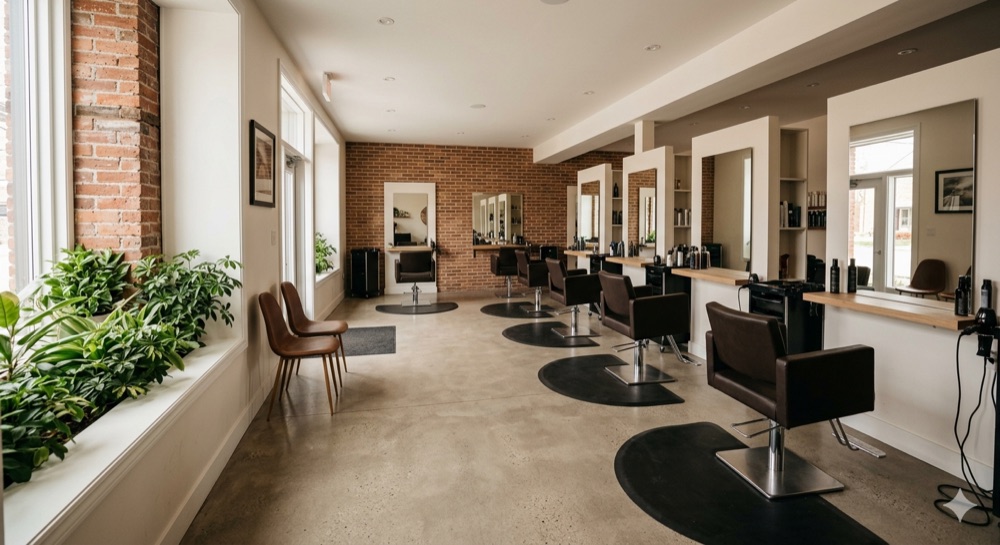 The salon room, full of light