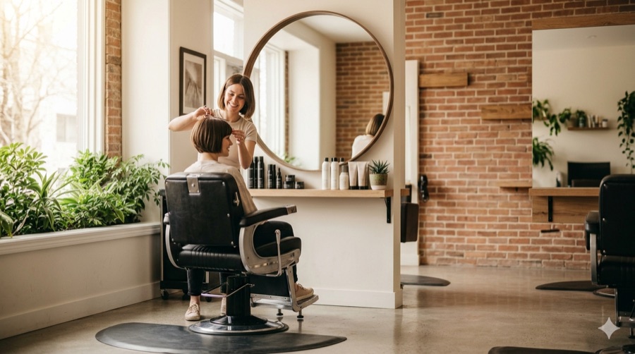 In the chair at Village Hairstyling